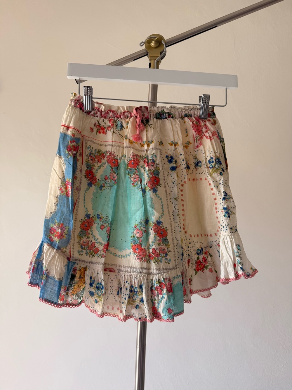 Zimmermann Kids Floral Patchwork Ruffle Mini Skirt